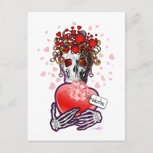 Cartão Postal De Festividades Namorados Love Skull