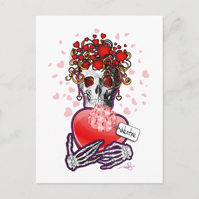 Cartão Postal De Festividades Namorados Love Skull (Frente)