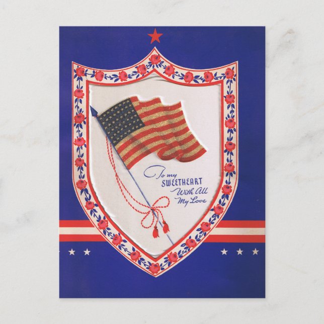 Cartão Postal De Festividades Namorados Militar Vintage (Frente)