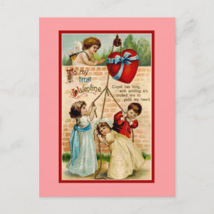 Cartão Postal De Festividades Namorados verdadeiros do vintage, crianças,