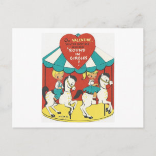 Cartão Postal De Festividades Namorados Vintage Carousel