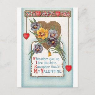Cartão Postal De Festividades Namorados Vintage Red Dangle Hearts & Violets