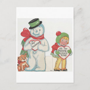 Cartão Postal De Festividades Namorados Vintage Snowman