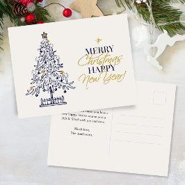 Cartão Postal De Festividades Não Foto da Árvore de Natal Magra Elegante