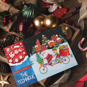 Cartão Postal De Festividades Não Sude A Técnica Santa Bicicleta Natal