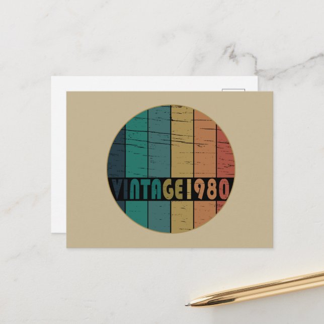 Cartão Postal De Festividades Nascer de aniversário de 1980 (Frente/Verso In Situ)