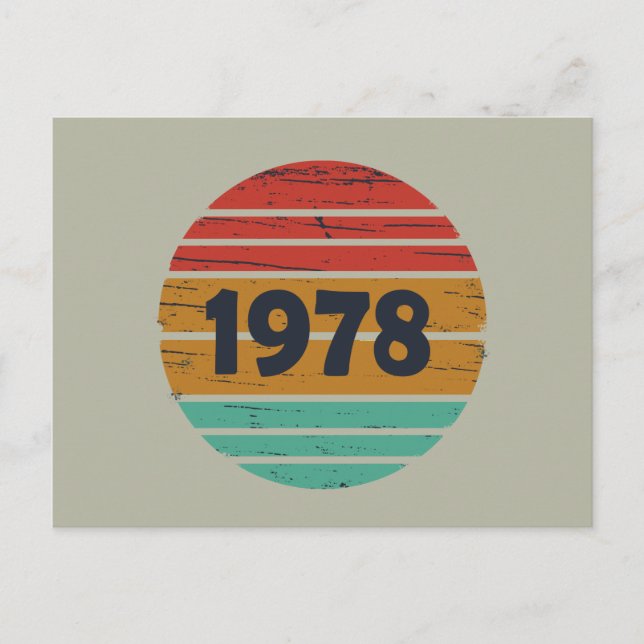 Cartão Postal De Festividades Nascer em presente de aniversário de 1978 (Frente)