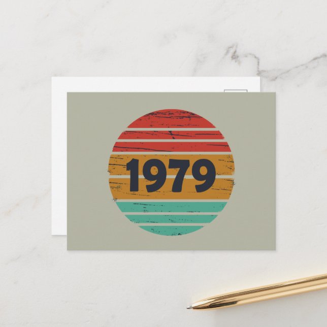 Cartão Postal De Festividades Nascer em presente de aniversário de 1979 (Frente/Verso In Situ)