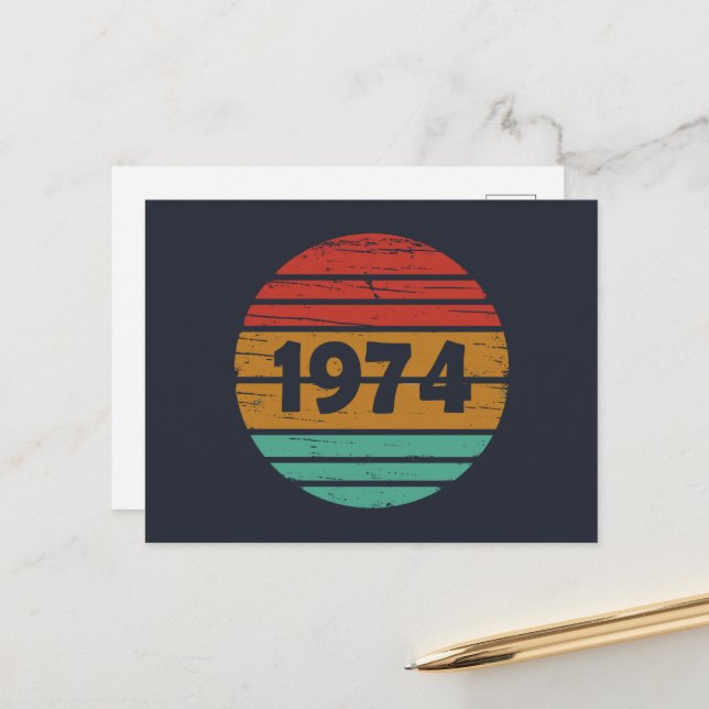 Cartão Postal De Festividades Nascer na festa de aniversário de 1974 (Frente/Verso In Situ)