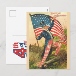 Cartão Postal De Festividades Nascido no dia 4 de julho, uma celebração patrióti