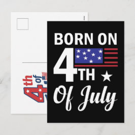 Cartão Postal De Festividades Nascido no dia 4 de julho, uma celebração patrióti