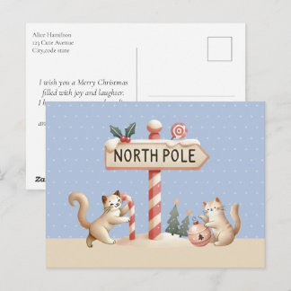 Cartão Postal De Festividades Natais de Gatinhos Fofos Polo Norte
