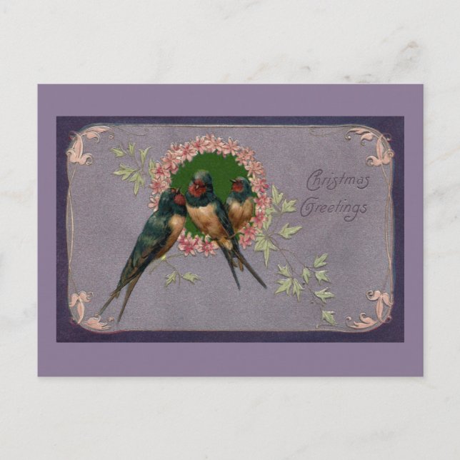 Cartão Postal De Festividades Natais vintages (Frente)