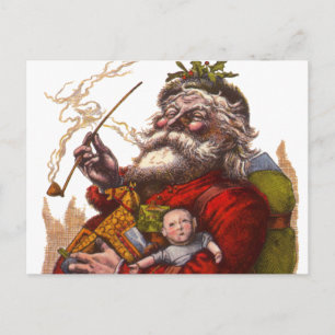 Cartão Postal De Festividades Natais vintages, Brinquedos de Pipe do Papai Noel 