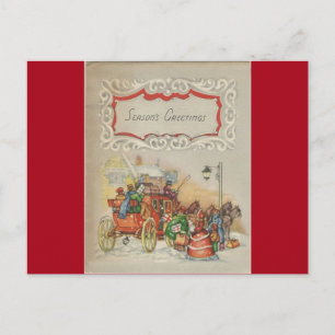 Cartão Postal De Festividades Natais vintages Carruagems Com Compradores