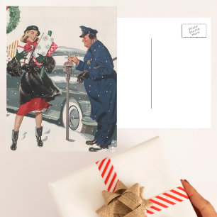 Cartão Postal De Festividades Natais vintages, Comprando Presentes Policiais