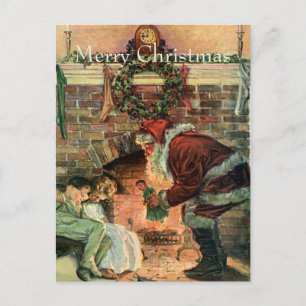 Cartão Postal De Festividades Natais vintages, Crianças do Pai Natal Vitoriano