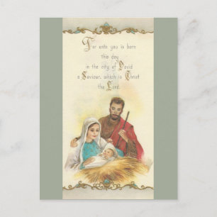 Cartão Postal De Festividades Natais vintages da Santa Família