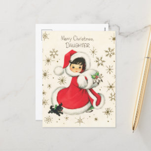 Cartão Postal De Festividades natais vintages de retro Filha