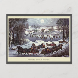Cartão Postal De Festividades Natais vintages Dormem, Central Park, no inverno