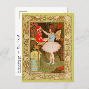 Cartão Postal De Festividades Natais vintages Fada Ballerina Girl Butterfly