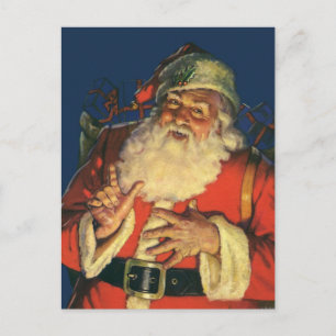 Cartão Postal De Festividades Natais vintages, Jolly Papai Noel com Brinquedos