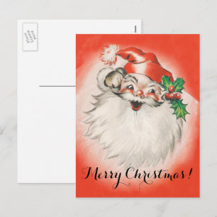 Cartão Postal De Festividades natais vintages, Jolly Retro 50 Papai Noel
