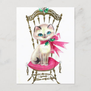 Cartão Postal De Festividades natais vintages Kitten