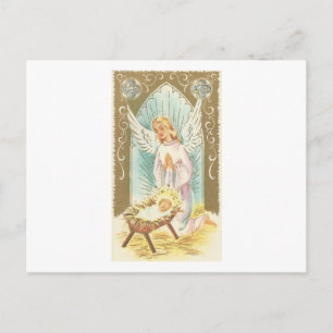 Cartão Postal De Festividades Natais vintages Natividade Angel