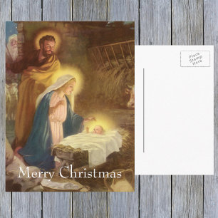 Cartão Postal De Festividades Natais vintages Natividade, Mary Joseph Baby Jesus