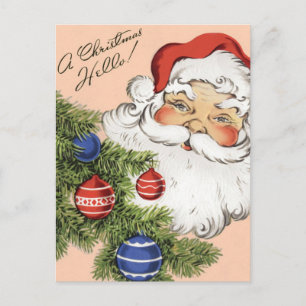 Cartão Postal De Festividades Natais vintages Olá! Jolly Santa Claus