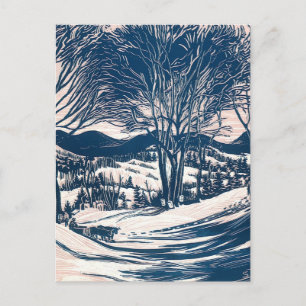 Cartão Postal De Festividades natais vintages, paisagem da montanha de inverno