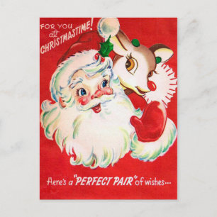 Cartão Postal De Festividades natais vintages Papais noeis Cartaz retrorreflecto