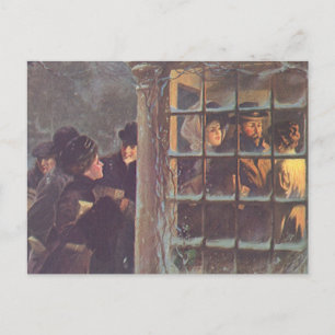 Cartão Postal De Festividades Natais vintages, Pessoas vitorianas em um partido