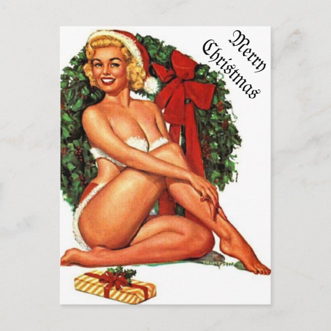 Cartão Postal De Festividades Natais vintages Pinup Girl (Frente)