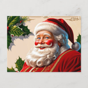 Cartão Postal De Festividades Natais vintages que Santa Claus sorri