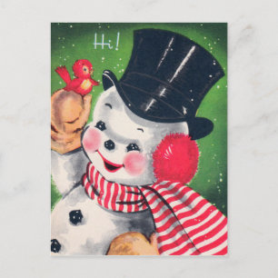 Cartão Postal De Festividades natais vintages retro snowman Cartão-postal Holid