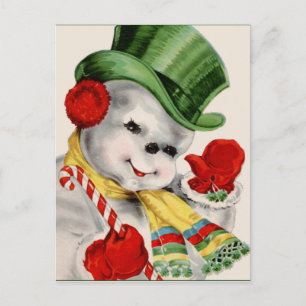 Cartão Postal De Festividades natais vintages retro snowman Cartão-postal Holid