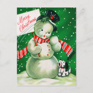 Cartão Postal De Festividades Natais vintages retro snowman Cartão-postal Holida