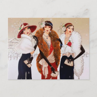 Cartão Postal De Festividades Natais vintages retrorreflectores de arte festiva