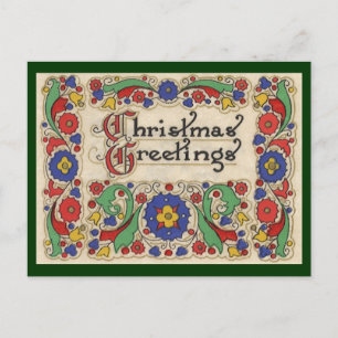Cartão Postal De Festividades natais vintages saudações com limite decorativo