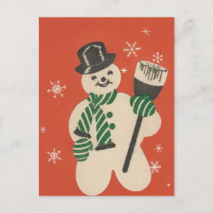 Cartão Postal De Festividades natais vintages Snowman