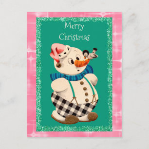 Cartão Postal De Festividades Natais vintages Snowman