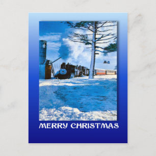 Cartão Postal De Festividades natais vintages, varrendo a neve