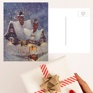 Cartão Postal De Festividades Natais vintages, Workshop sobre Papai Noel Polo No