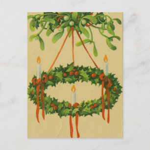 Cartão Postal De Festividades Natais vintages Wreath Chandelier