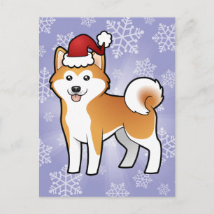 Cartão Postal De Festividades Natal Akita Inu / Shiba Inu