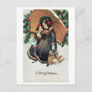 Cartão Postal De Festividades Natal antigo