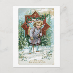 Cartão Postal De Festividades Natal antigo, Angel