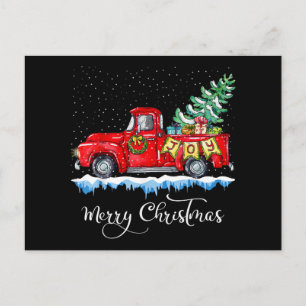 Cartão Postal De Festividades Natal Antigo Caminhão Vermelho Feliz Natal Vintage